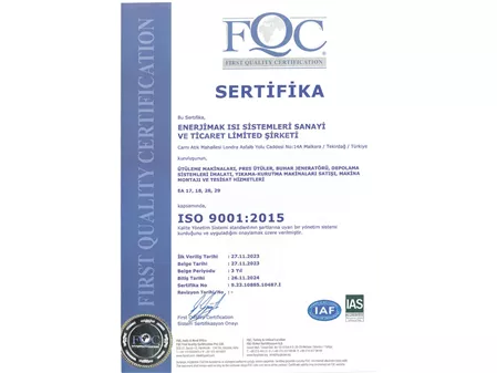 ENERJİMAK ISI ISO 9001:2015